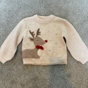 Zara Reindeer Knit Sweater 2-3 years Toddler Cream Christmas